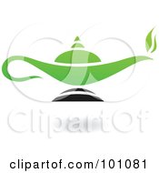 Royalty Free RF Clipart Illustration Of A Green And Black Magic Lamp Logo Icon