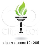 Royalty Free RF Clipart Illustration Of A Torch With A Green Flame Icon
