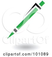 Royalty Free RF Clipart Illustration Of A Green And Black Pen Logo Icon
