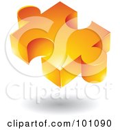 Poster, Art Print Of Orange 3d Puzzle Piece Logo Icon