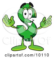 Clipart Picture Of A Dollar Sign Mascot Cartoon Character With Welcoming Open Arms