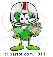 Poster, Art Print Of Dollar Sign Mascot Cartoon Character In A Helmet Holding A Football