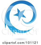 Royalty Free RF Clipart Illustration Of A Blue Spiraling Star Logo Icon by cidepix