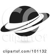 Royalty Free RF Clipart Illustration Of A Black Ringed Planet Logo Icon by cidepix