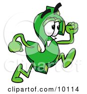Clipart Picture Of A Dollar Sign Mascot Cartoon Character Running by Toons4Biz