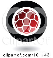 Poster, Art Print Of Round Red Black And White American Soccer Logo Icon