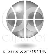 Royalty Free RF Clipart Illustration Of A Shiny Silver Basketball Logo Icon
