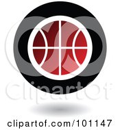 Poster, Art Print Of Round Red Black And White Basketball Logo Icon