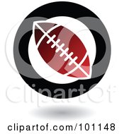 Poster, Art Print Of Round Red Black And White American Football Logo Icon