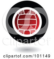 Round Red Black And White Volleyball Logo Icon