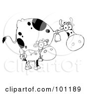 Poster, Art Print Of Black And White Calf By A Mom Dairy Cow