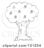 Poster, Art Print Of Coloring Page Outline Of A Cherry Tree