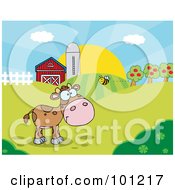 Poster, Art Print Of Bee Flying Towards A Lone Calf In A Pasture