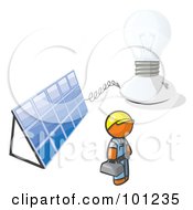 Poster, Art Print Of Orange Man By A Light And A Solar Panel