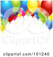 Poster, Art Print Of Background Of Shiny Party Balloons And Colorful Ribbons Over White