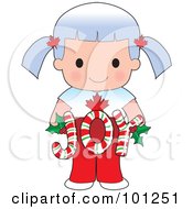 Cute Canadian Girl Holding Joy Christmas Candy Canes