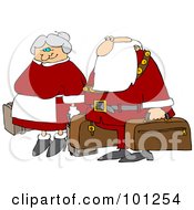 Poster, Art Print Of Santa And The Mrs Carrying Luggage