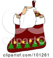 Poster, Art Print Of Santa Looking Out Of A Christmas Stocking