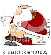 Poster, Art Print Of Santa Sitting On A Toilet In A Bathroom