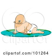 Poster, Art Print Of Caucasian Baby Boy Crawling On A Flat Globe