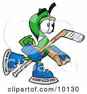 Dollar Sign Mascot Cartoon Character Playing Ice Hockey