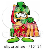 Poster, Art Print Of Dollar Sign Mascot Cartoon Character In Orange And Red Snorkel Gear