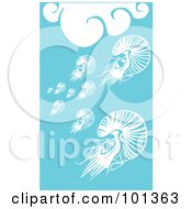 Poster, Art Print Of Group Of Squid In The Blue Sea Under White Waves
