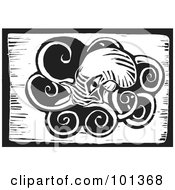 Poster, Art Print Of Black And White Wood Engraving Styled Squid