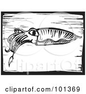 Poster, Art Print Of Black And White Squid Engraved On A Plaque