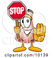 Clipart Picture Of A Nose Mascot Cartoon Character Holding A Stop Sign