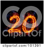Poster, Art Print Of Flaming 20 For 20th Anniversary Over Black