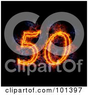 Poster, Art Print Of Flaming 50 For 50th Anniversary Over Black