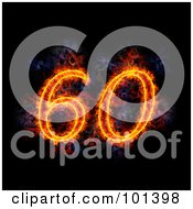 Poster, Art Print Of Flaming 60 For 60th Anniversary Over Black
