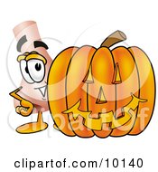 Poster, Art Print Of Nose Mascot Cartoon Character With A Carved Halloween Pumpkin