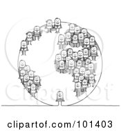 Royalty Free RF Clipart Illustration Of A Globe With Stick People On The Continents