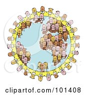 Royalty Free RF Clipart Illustration Of Diverse Stick People Around The Globe And On The Continents by NL shop