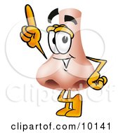 Clipart Picture Of A Nose Mascot Cartoon Character Pointing Upwards