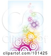 Poster, Art Print Of Background Of Abstract Colorful Spirals Fading Into Blue And White