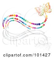 Royalty Free RF Clipart Illustration Of A Colorful Butterfly With A Rainbow Bubble Trail And A Reflection
