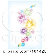 Poster, Art Print Of Background Of A Wave Of Abstract Spirals Fading Into Blue And White