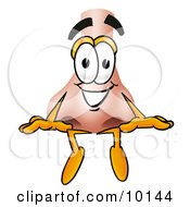 Clipart Picture Of A Nose Mascot Cartoon Character Sitting