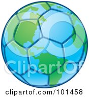 Poster, Art Print Of Blue And Green Soccer Globe