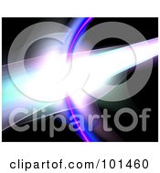 Royalty Free RF Clipart Illustration Of A Fractal Background Of Bright Light And A Blue Flash On Black
