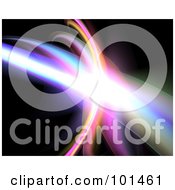Fractal Background Of Bright Light And Colorful Flashes On Black