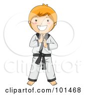 Royalty Free RF Clipart Illustration Of A Happy Red Haired Boy Standing In A Karate Suit