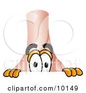 Nose Mascot Cartoon Character Peeking Over A Surface