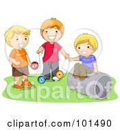 Poster, Art Print Of Three Happy Boys Playing With Yo Yos