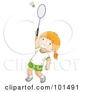 Happy Girl Playing Badminton