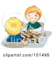 Poster, Art Print Of Two Happy Boys Playing A Game Of Chess