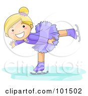 Royalty Free RF Clipart Illustration Of A Blond Girl Figure Skating In A Purple Uniform